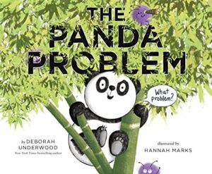 Cover for the picture book The Panda Problem featuring a friendly panda perched in a bamboo stand.